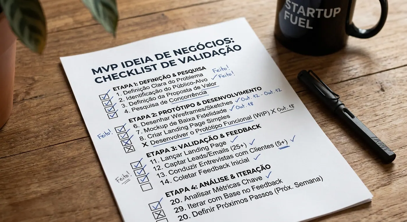 Checklist com marcações em sequência